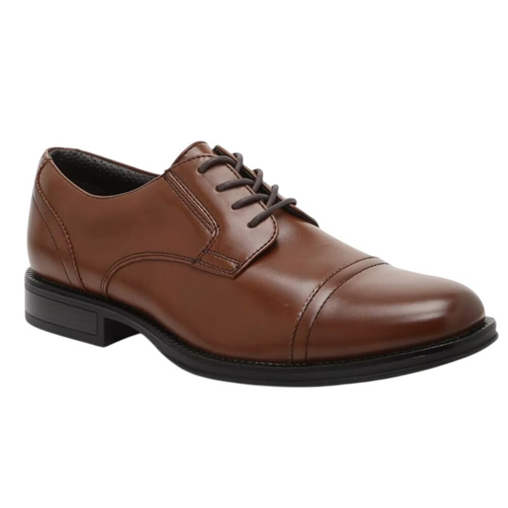 Dockers Mens Garfield Cap Toe Oxford Shoes Size 15 Wide Brown Vegan Leather EUC